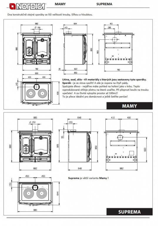 SUPREMA sporák NORDICA - krémová