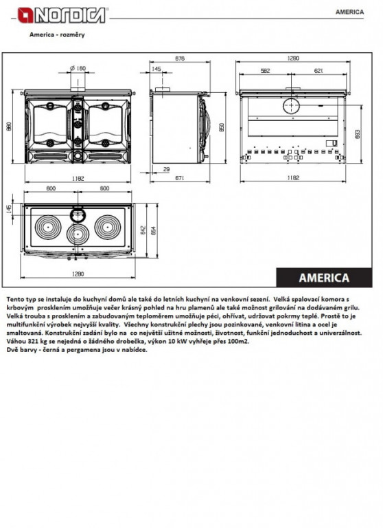 AMERICA sporák NORDICA - krémová