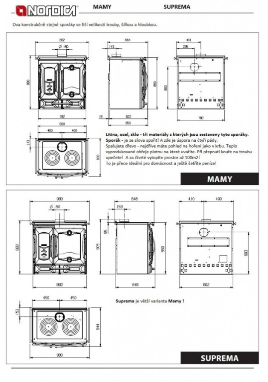 MAMY sporák NORDICA - krémová