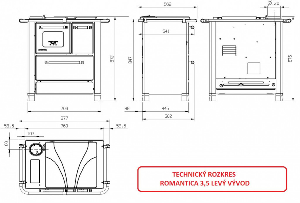 ROMANTICA 3,5 sporák NORDICA - levý vývod