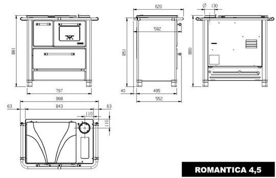 ROMANTICA 4,5 sporák NORDICA - pravý vývod, měď