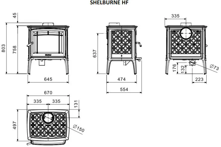 Hergom Shelburn - rozměry